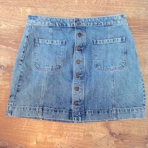 LOFT Button Front Denim Skirt